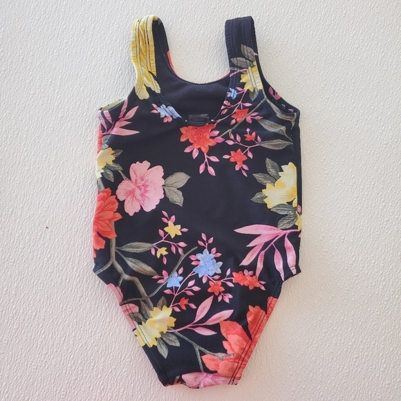 Old Navy One-piece Swimsuit Black Floral Toddler Girls Size 2T - Picture 3 of 6